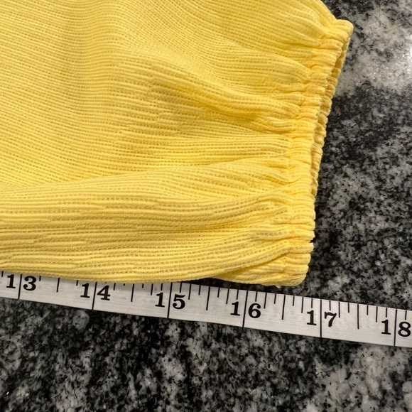 Guess Long Sleeve Delicate Smock Waist Off the Shoulder Yellow Top - Picture 10 of 12